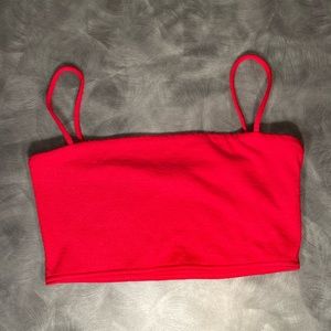 Aritzia Wilfred red crop top